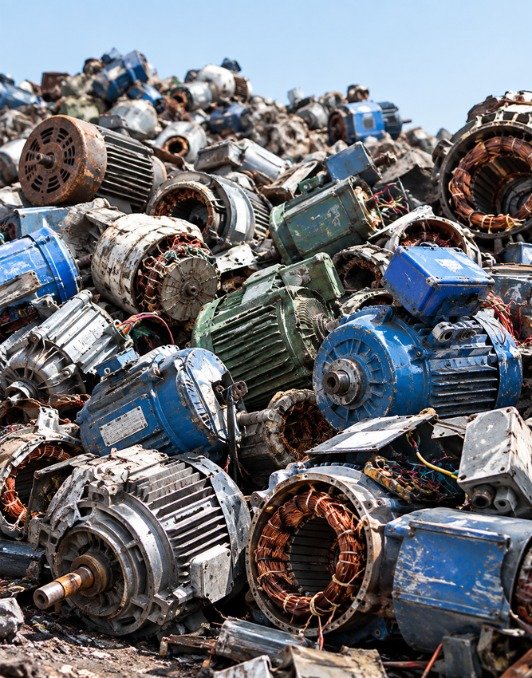 the pile of Electric Motors scrap